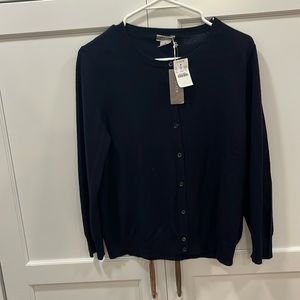 J. Crew Navy 100% Cashmere Long-sleeve Cardigan. NWT. Women XL.